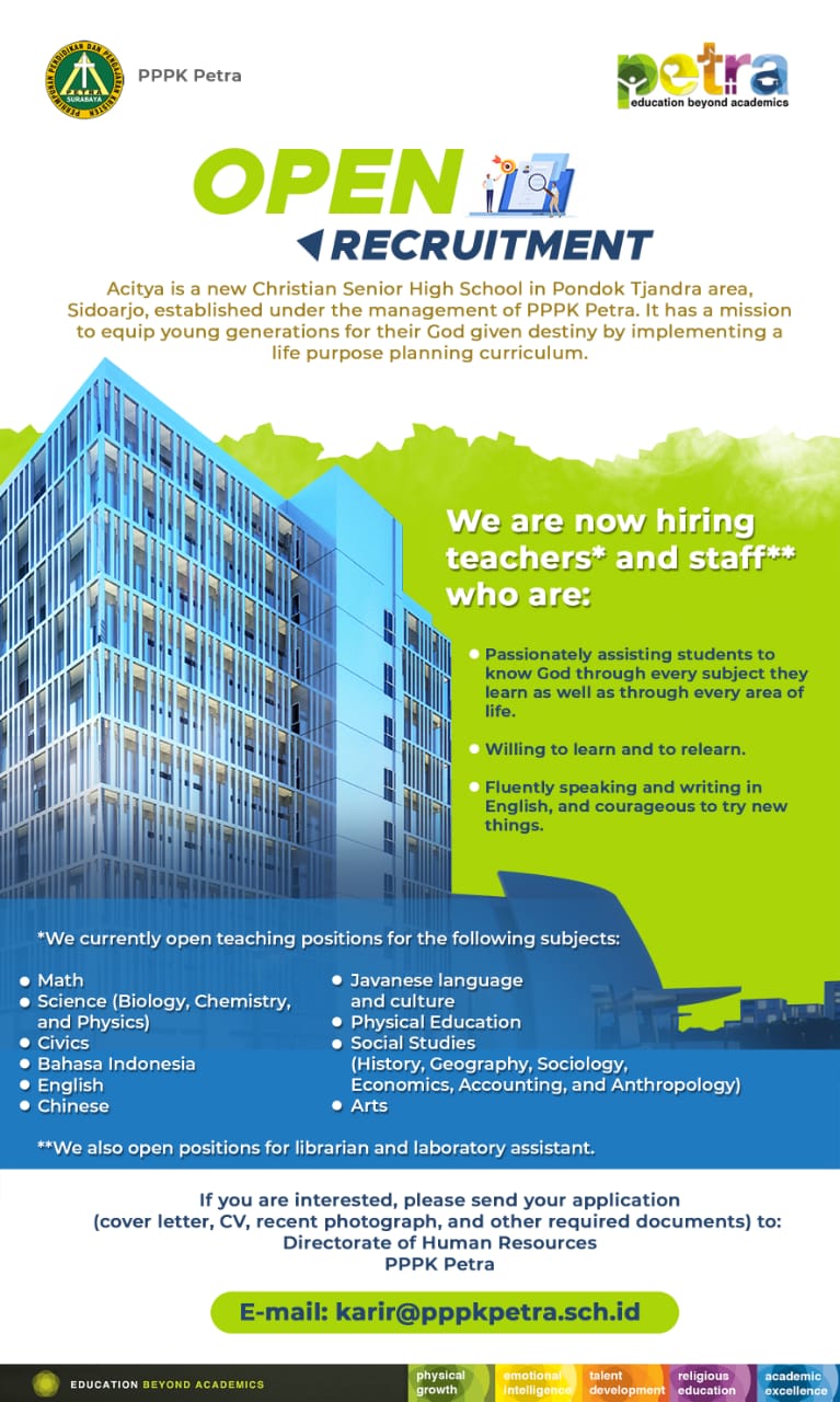 Open Recruitment SMA Kristen Petra Acitya Perhimpunan